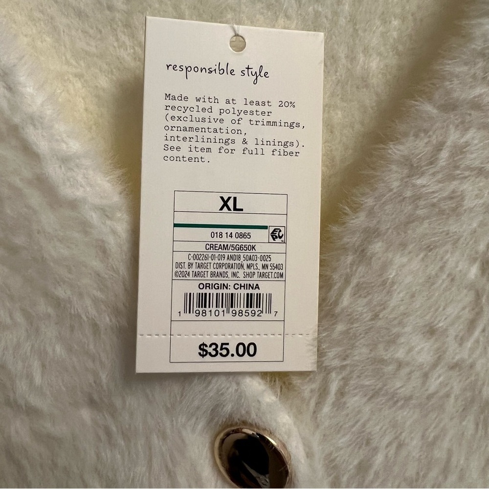 A New Day Cream Button-Up Cardigan – Size XL – New - Picture 6 of 6